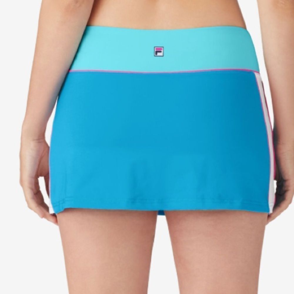 FILA Women's Color Block Tennis Skort Blue Radiance/Hawaiian Ocean XL